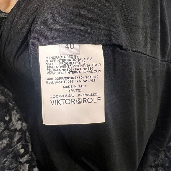 Viktor & Rolf Mini Dress Women 40 Textured Dark Edgy Academia Long Sleeve Italy - Picture 4 of 9